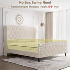 Black & Grey Velvet Tufted Wingback Bed Frame with Storage & Charging, Full/Queen, 2-Person