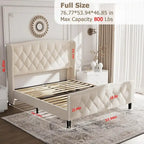 Black & Grey Velvet Tufted Wingback Bed Frame with Storage & Charging, Full/Queen, 2-Person