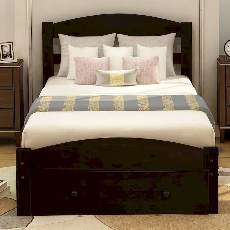 Twin Platform Bed Frame with Storage Drawer, for 1