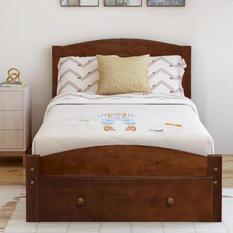 Twin Platform Bed Frame with Storage Drawer, for 1