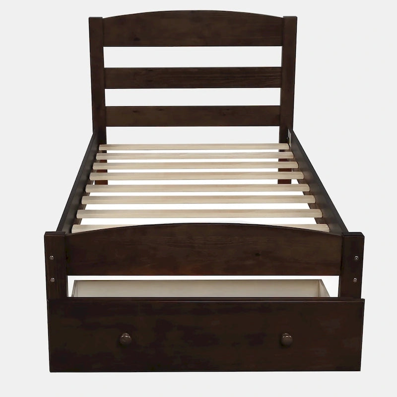 Twin Platform Bed Frame with Storage Drawer, for 1