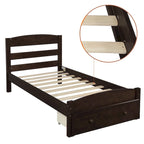 Twin Platform Bed Frame with Storage Drawer, for 1