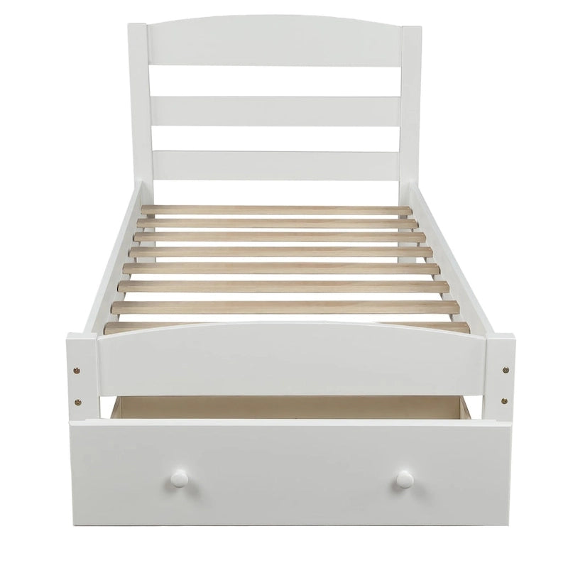 Twin Platform Bed Frame with Storage Drawer, for 1
