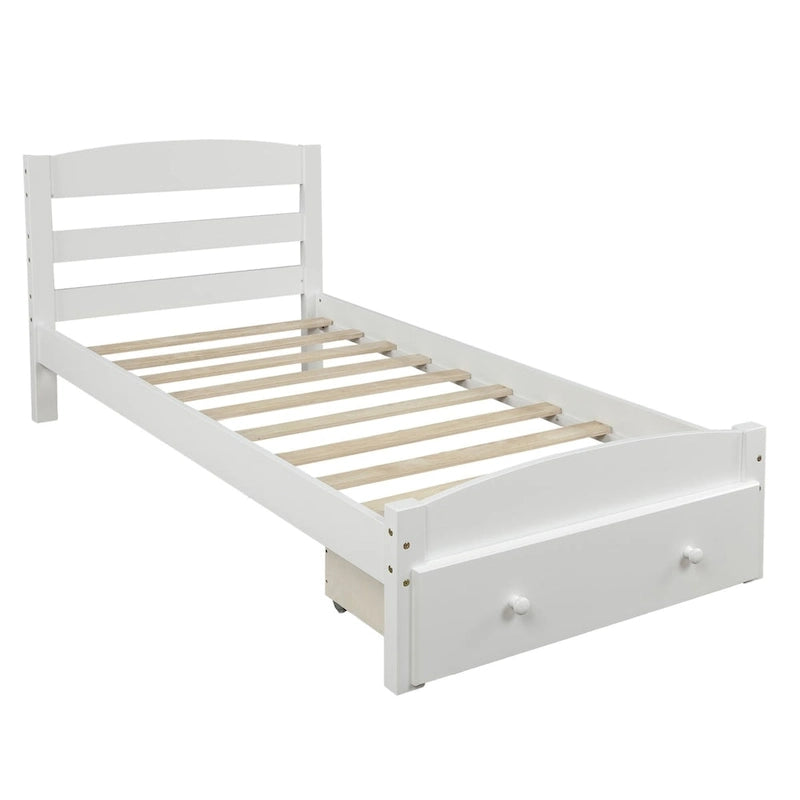 Twin Platform Bed Frame with Storage Drawer, for 1