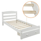 Twin Platform Bed Frame with Storage Drawer, for 1