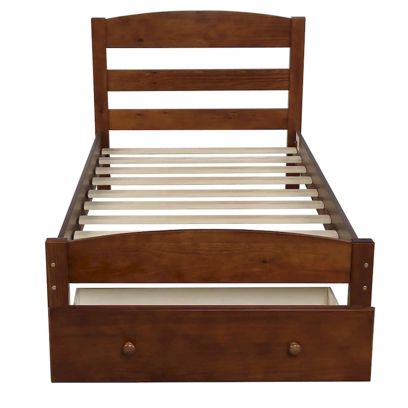 Twin Platform Bed Frame with Storage Drawer, for 1