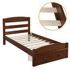 Twin Platform Bed Frame with Storage Drawer, for 1