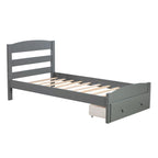 Twin Platform Bed Frame with Storage Drawer, for 1