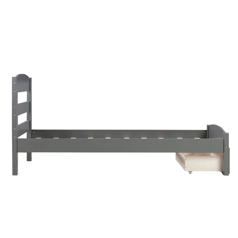 Twin Platform Bed Frame with Storage Drawer, for 1