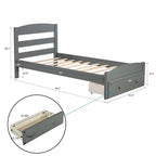 Twin Platform Bed Frame with Storage Drawer, for 1
