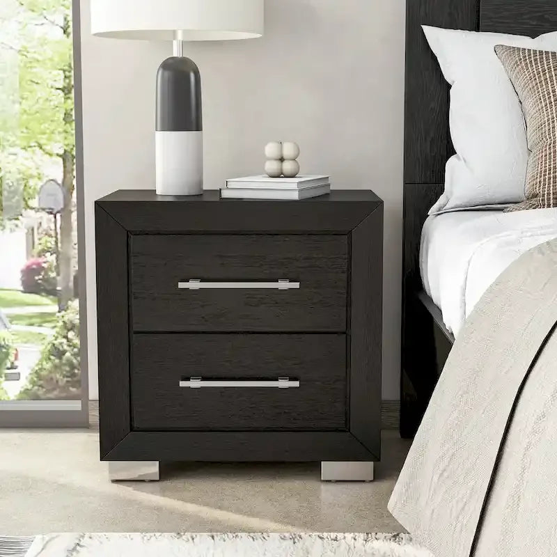 Black Modern King Bedroom Set with LED Headboard, 6-Piece