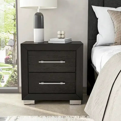 Black Modern King Bedroom Set with LED Headboard, 6-Piece