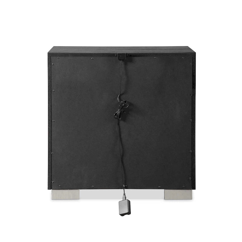 Black Modern King Bedroom Set with LED Headboard, 6-Piece