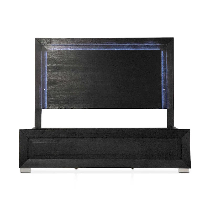 Black Modern King Bedroom Set with LED Headboard, 6-Piece