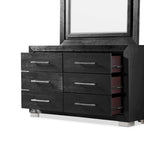 Black Modern King Bedroom Set with LED Headboard, 6-Piece