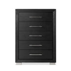 Black Modern King Bedroom Set with LED Headboard, 6-Piece