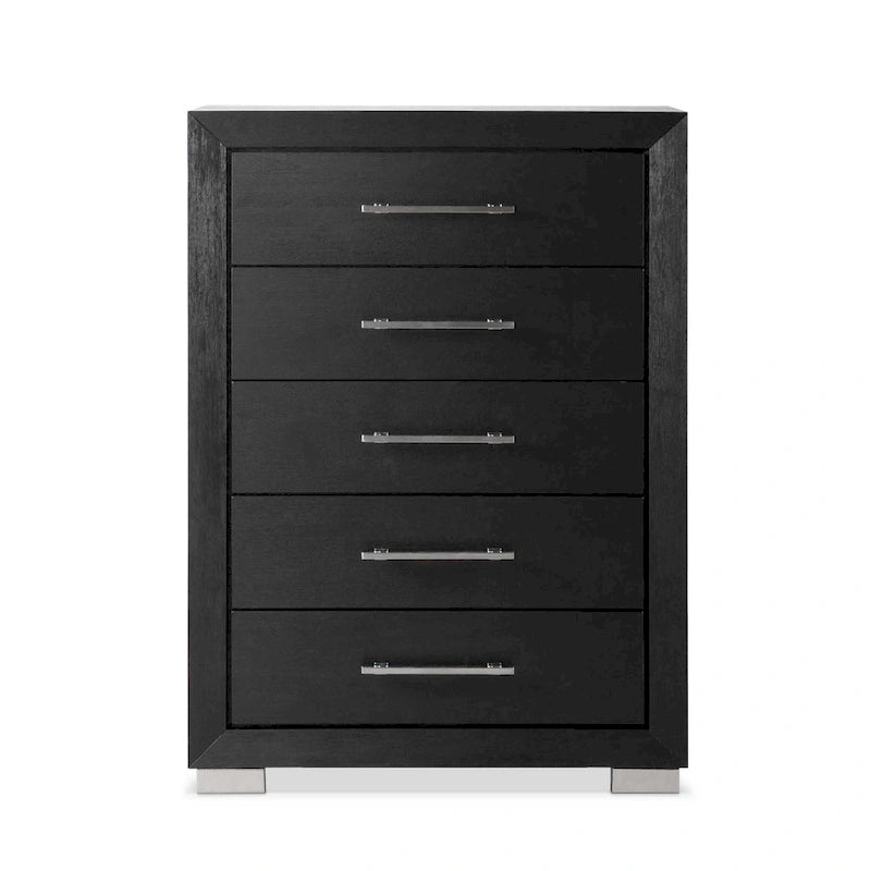 Black Modern King Bedroom Set with LED Headboard, 6-Piece
