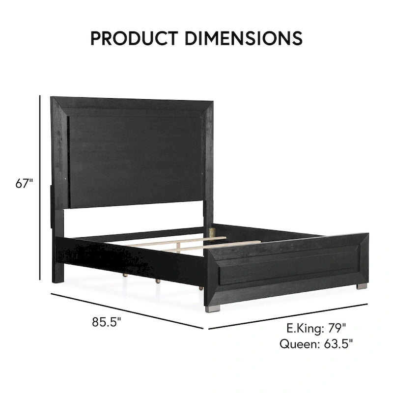 Black Modern King Bedroom Set with LED Headboard, 6-Piece