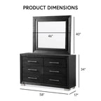 Black Modern King Bedroom Set with LED Headboard, 6-Piece