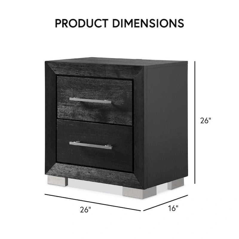 Black Modern King Bedroom Set with LED Headboard, 6-Piece