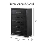 Black Modern King Bedroom Set with LED Headboard, 6-Piece
