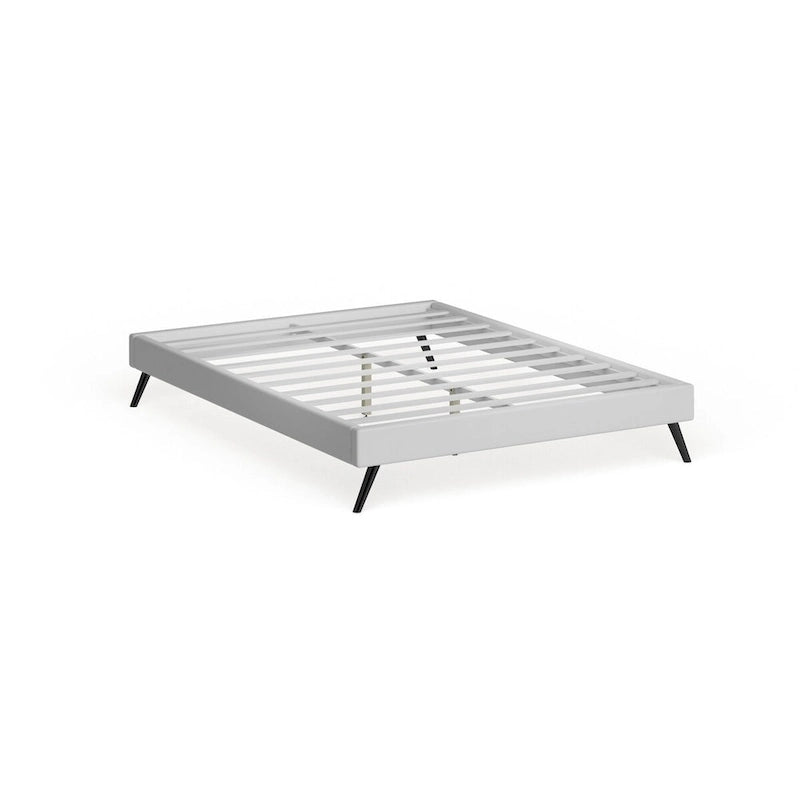 White Queen Platform Bed with Round Splayed Legs, For 1 Person