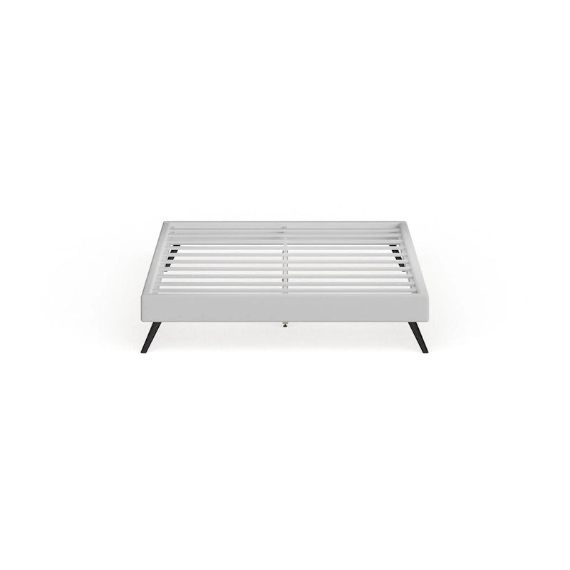 White Queen Platform Bed with Round Splayed Legs, For 1 Person