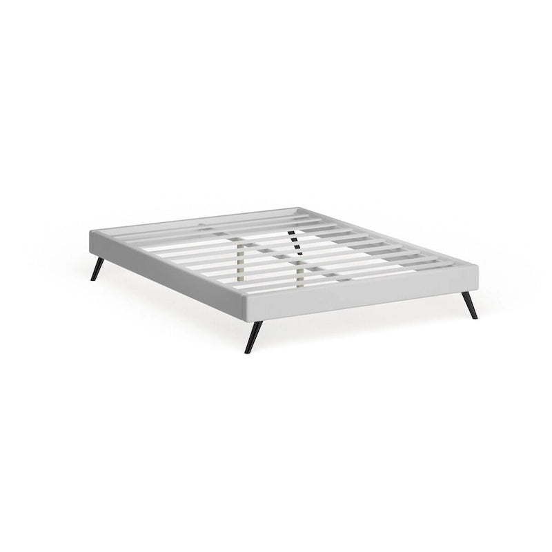 White Queen Platform Bed with Round Splayed Legs, For 1 Person