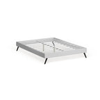 White Queen Platform Bed with Round Splayed Legs, For 1 Person