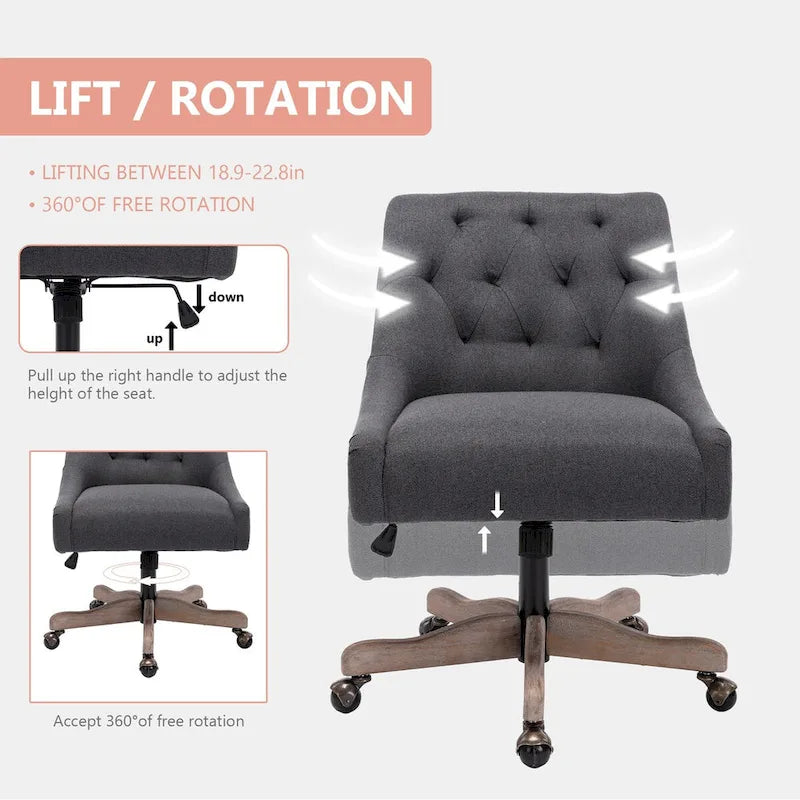 Swivel Shell Chair, Adjustable Height, Single Seat – Charcoal Grey / Beige / Brown / Blue / Grey