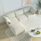 White / Black / Beige 4-Piece L-Shaped Modular Sectional Sofa, Linen, Seats 4–5
