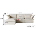 White / Black / Beige 4-Piece L-Shaped Modular Sectional Sofa, Linen, Seats 4–5