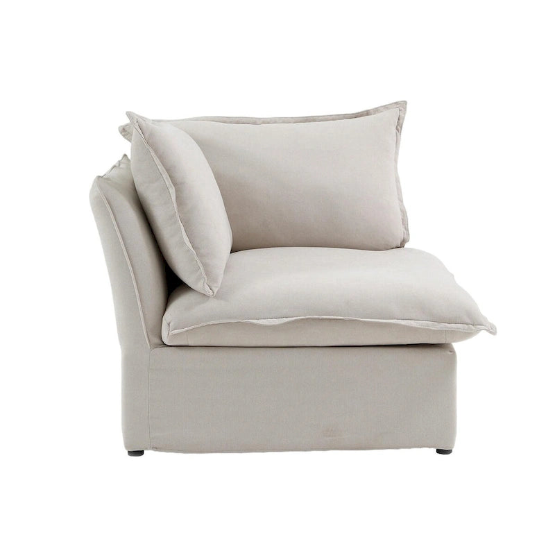 White / Black / Beige 4-Piece L-Shaped Modular Sectional Sofa, Linen, Seats 4–5