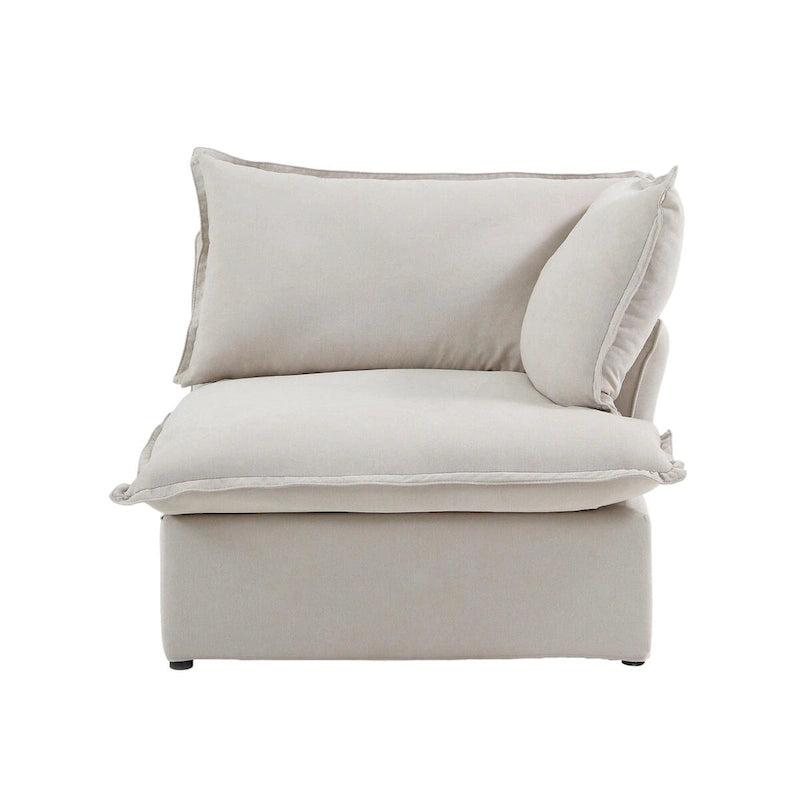 White / Black / Beige 4-Piece L-Shaped Modular Sectional Sofa, Linen, Seats 4–5