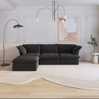 White / Black / Beige 4-Piece L-Shaped Modular Sectional Sofa, Linen, Seats 4–5