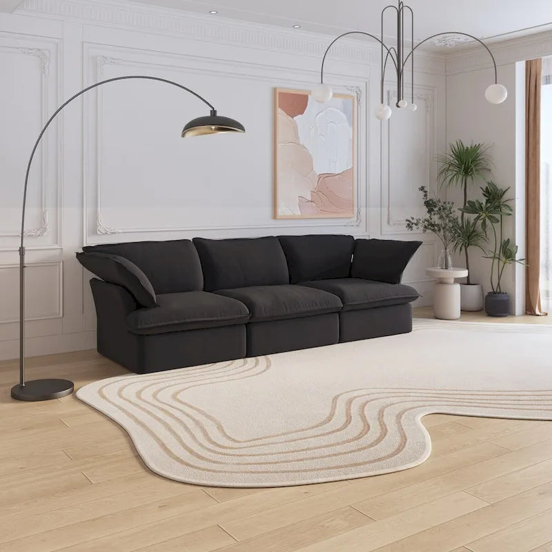 White / Black / Beige 4-Piece L-Shaped Modular Sectional Sofa, Linen, Seats 4–5
