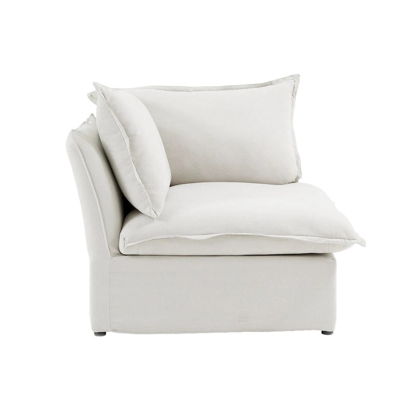 White / Black / Beige 4-Piece L-Shaped Modular Sectional Sofa, Linen, Seats 4–5