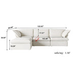 White / Black / Beige 4-Piece L-Shaped Modular Sectional Sofa, Linen, Seats 4–5