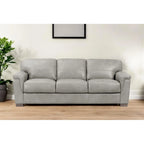 HomeRoots 91  Gray Leather Sofa With Black Legs - 91