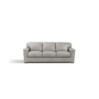 Gray Leather Sofa with Black Legs, Seats 3