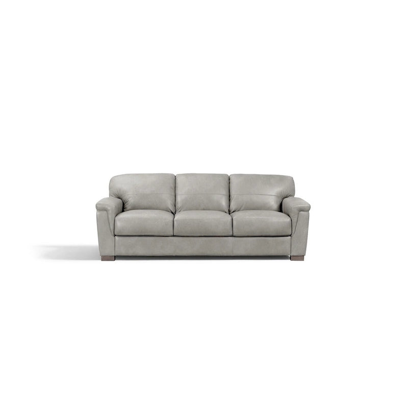 Gray Leather Sofa with Black Legs, Seats 3