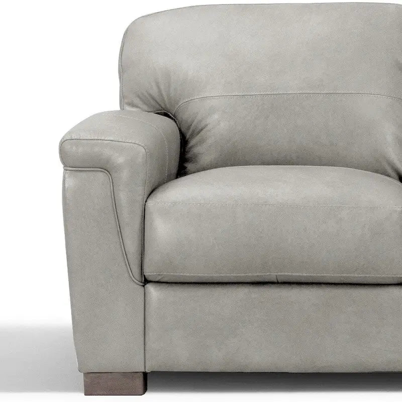 Gray Leather Sofa with Black Legs, Seats 3