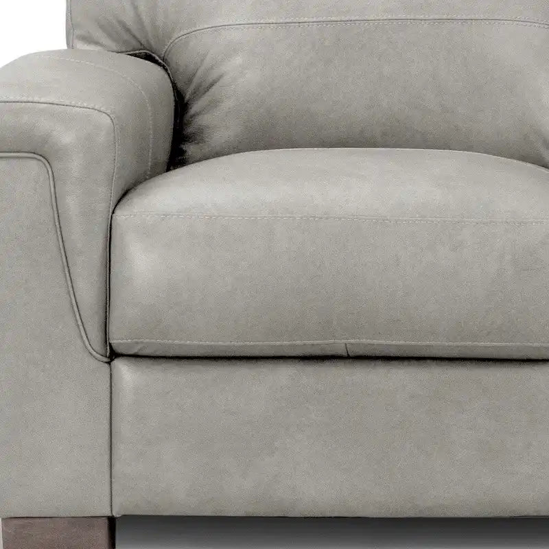 Gray Leather Sofa with Black Legs, Seats 3