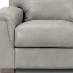 Gray Leather Sofa with Black Legs, Seats 3