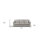 Gray Leather Sofa with Black Legs, Seats 3
