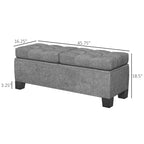Gray Tufted Storage Bench with Safety Hinges – 2-Person