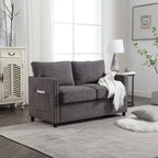 Grey / Beige Chenille Loveseat Sofa, 2-Seat