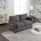 Grey / Beige Chenille Loveseat Sofa, 2-Seat
