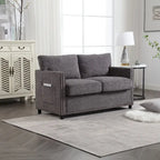 Grey / Beige Chenille Loveseat Sofa, 2-Seat