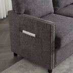 Grey / Beige Chenille Loveseat Sofa, 2-Seat